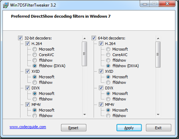 Win7DSFilterTweaker